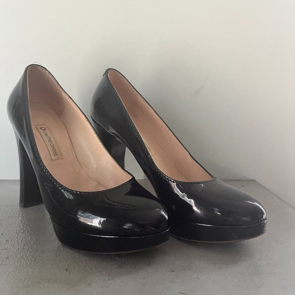 L' AUTRE Chose Black Leather High Heels Pumps Shoe
